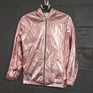New Pink Metallic Hooded Jacket 14/16